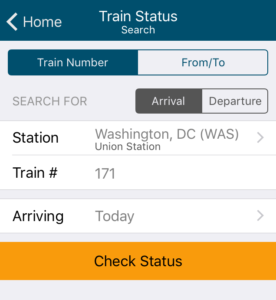 Amtrak Mobile App - Train Status