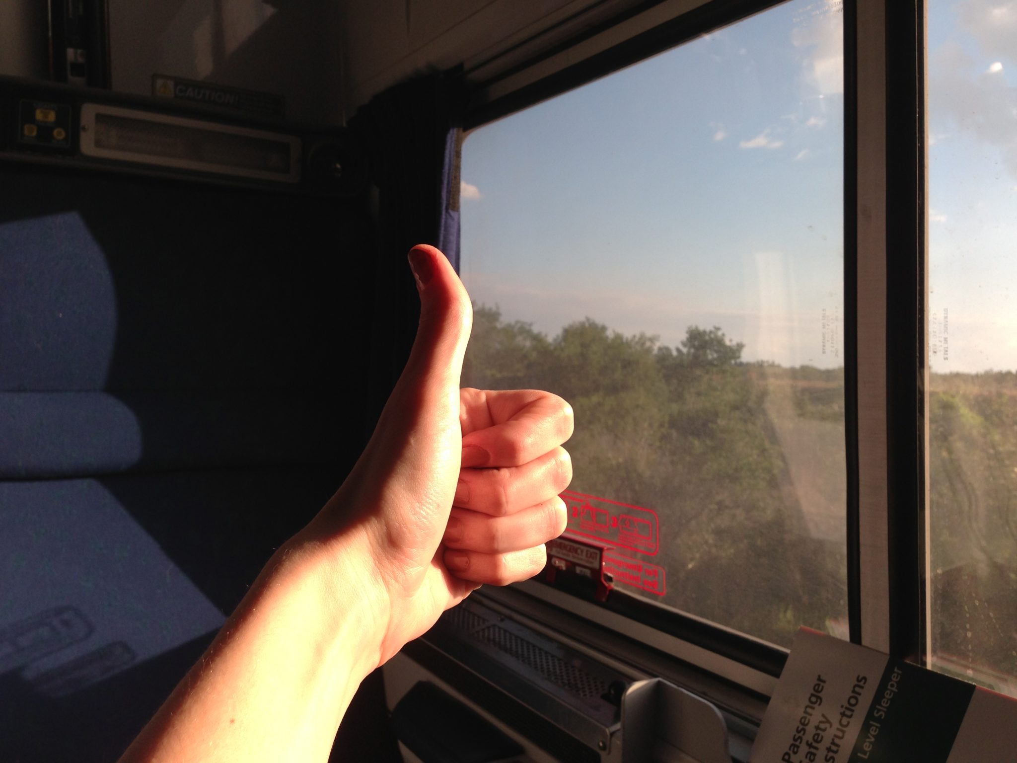 Thumbs Up in Amtrak Roomette