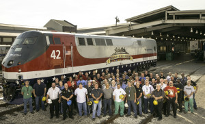 Amtrak Employees with Veterans Locomotive