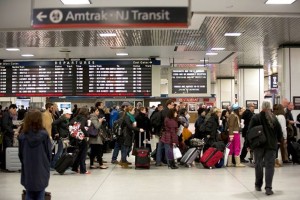 New York Penn Station during the holidays