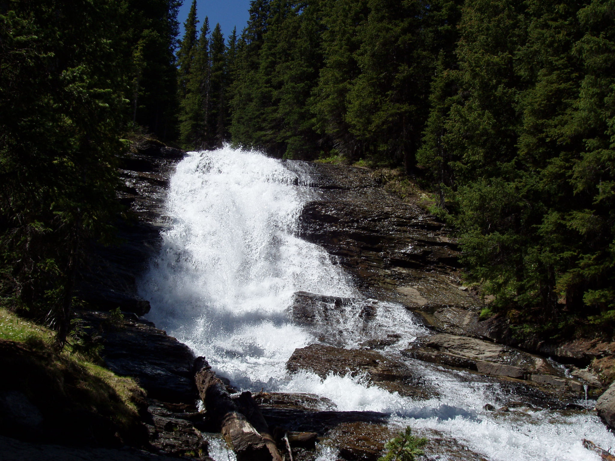 Waterfall along the Imogene Trail between Ouray and Silverton, Colorado in the Rocky Mountains.